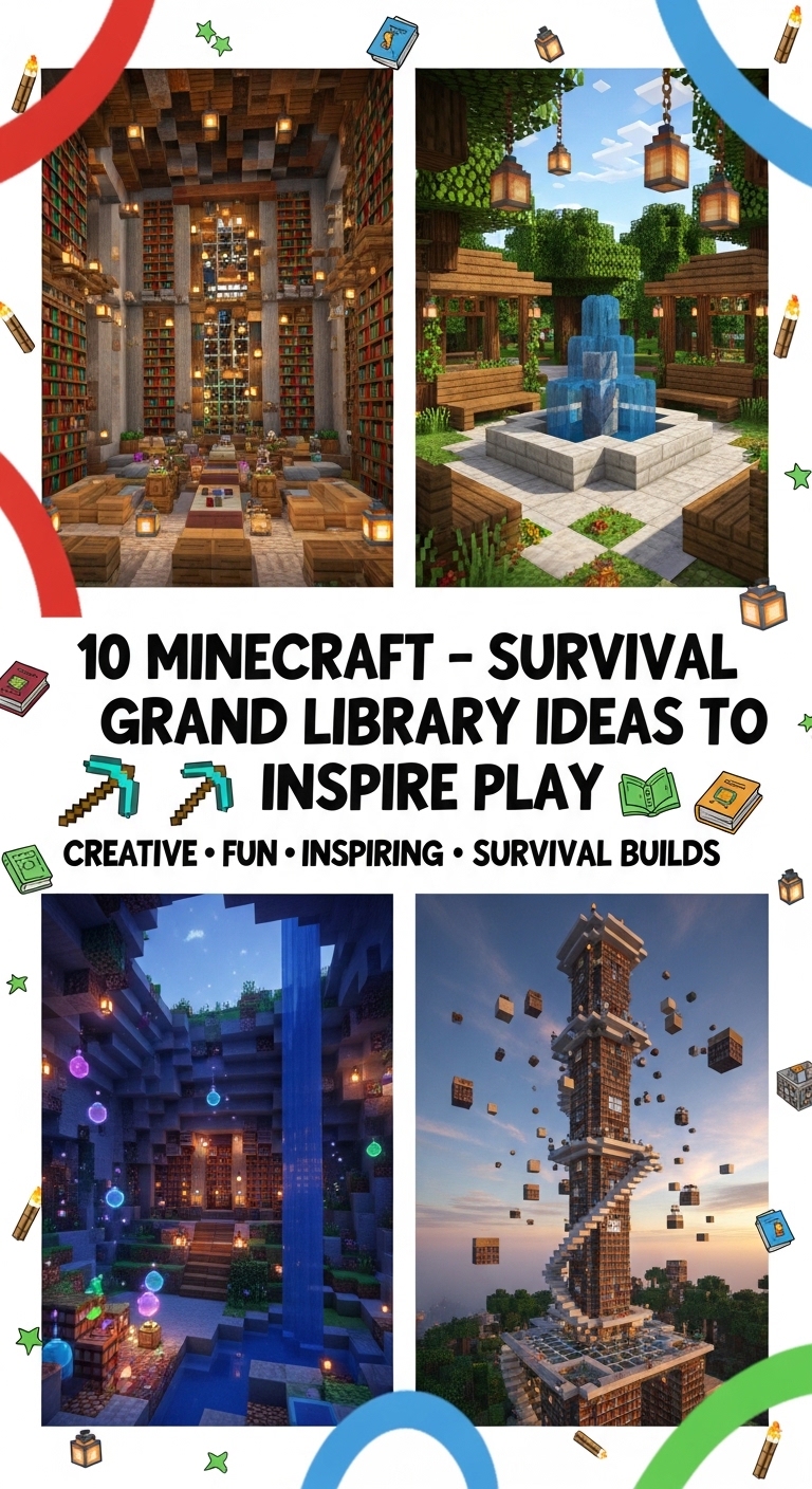 10 Minecraft – Survival Grand Library Ideas to Inspire Play