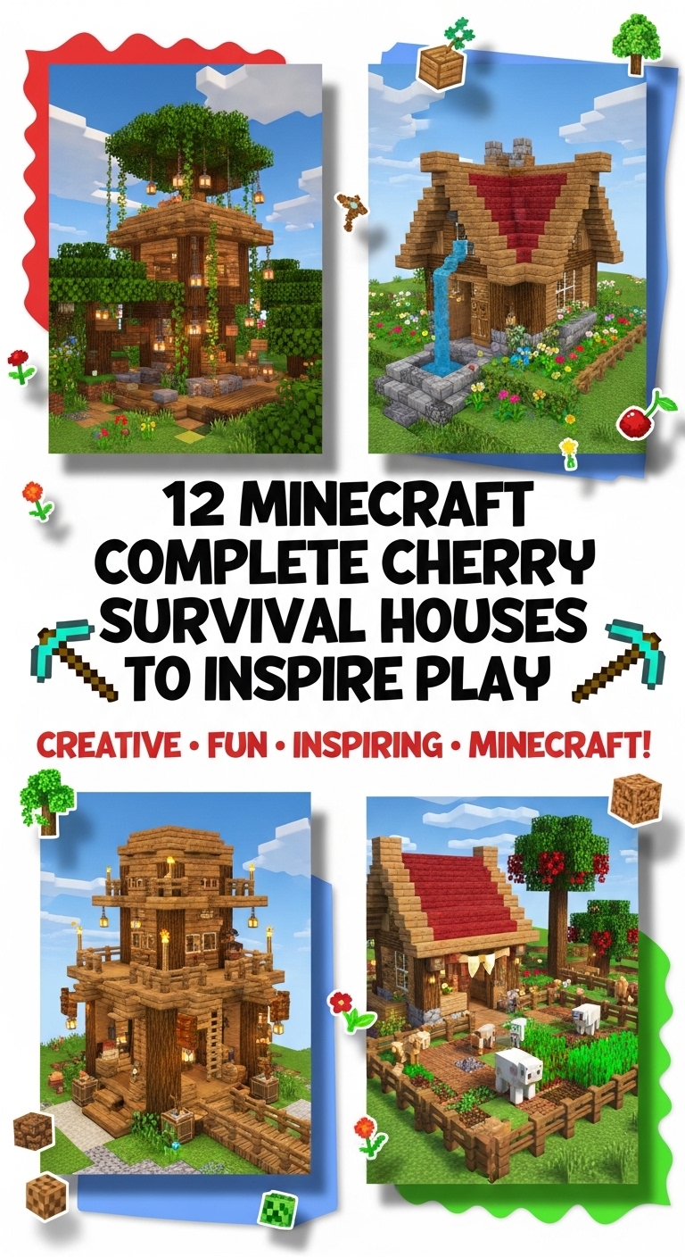 12 Minecraft Complete Cherry Survival Houses