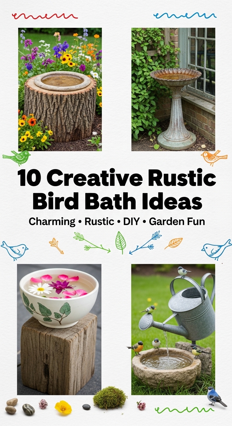 10 Creative Rustic Bird Bath Ideas