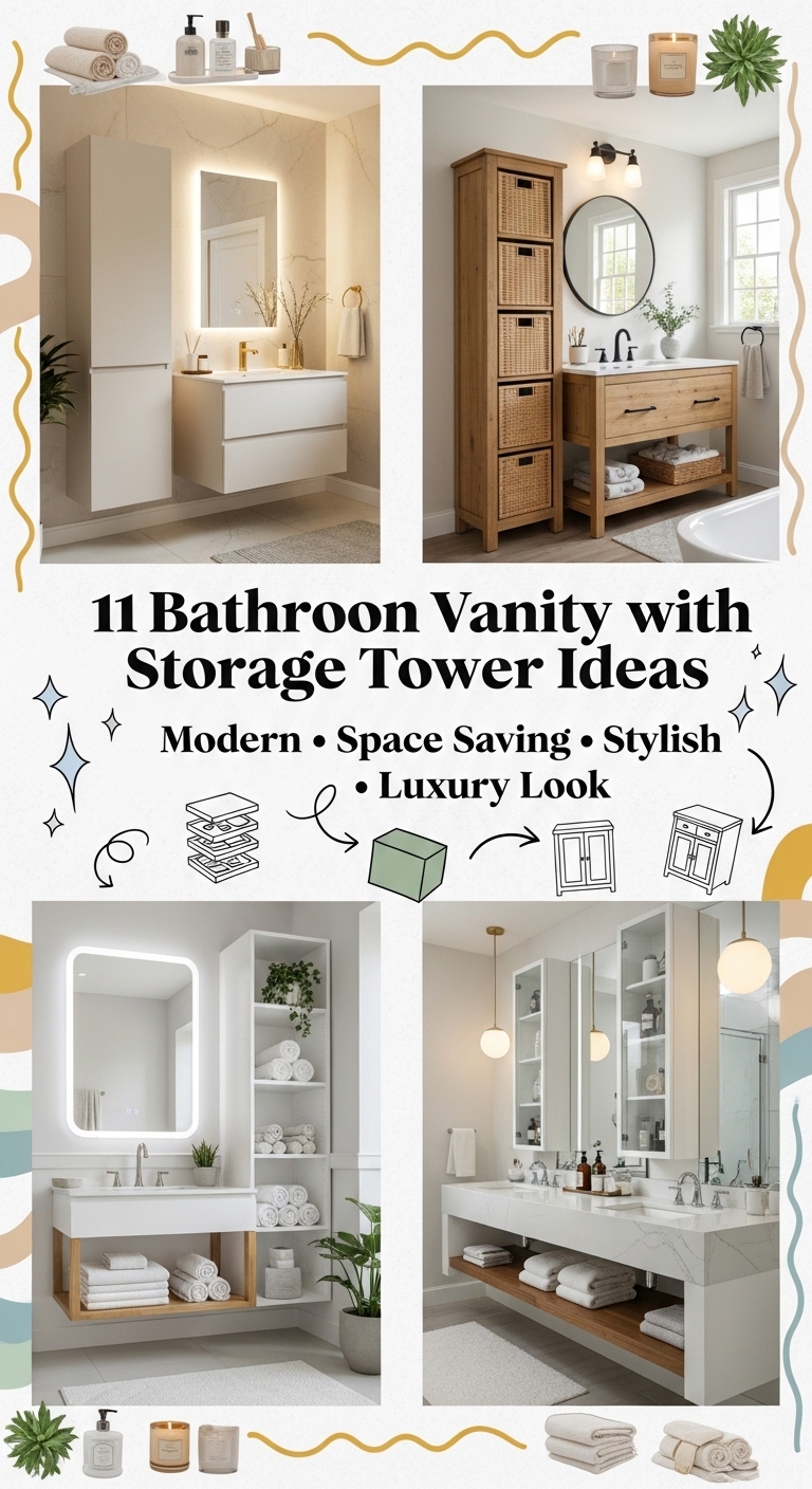 11 Bathroom Vanity with Storage Tower Ideas