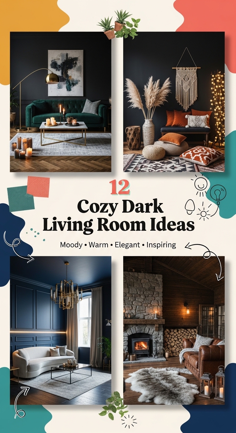 12 Cozy Dark Living Room Ideas