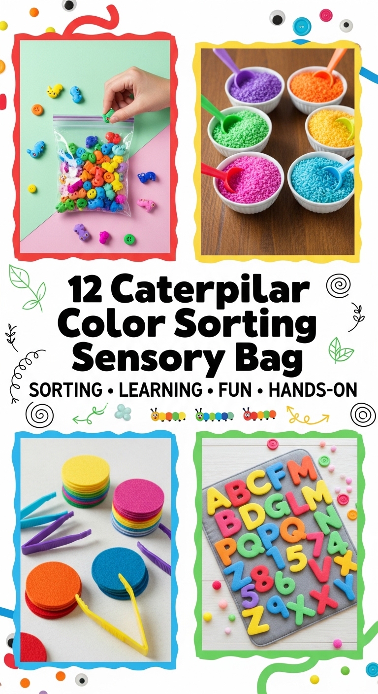 12 Caterpillar Color Sorting Sensory Bag