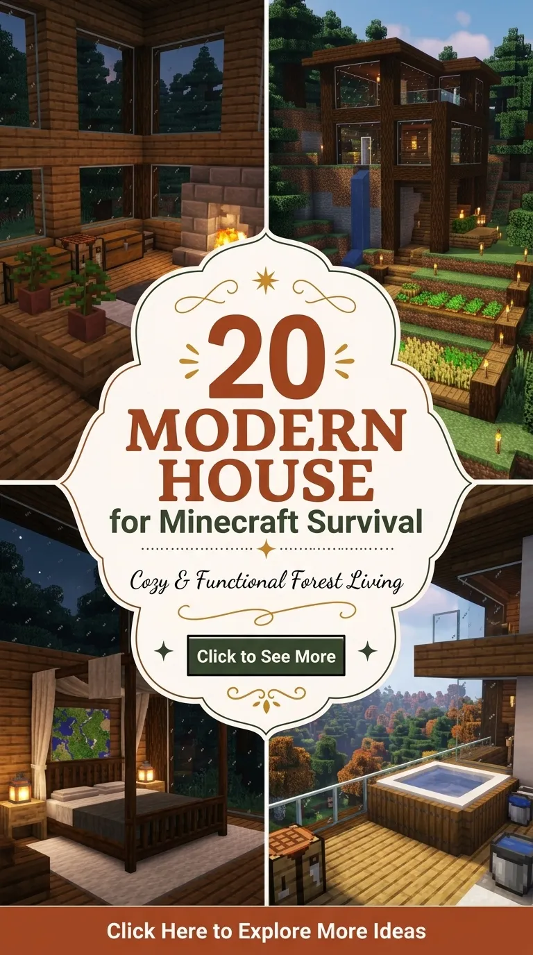 21 Modern House for Minecraft Survival