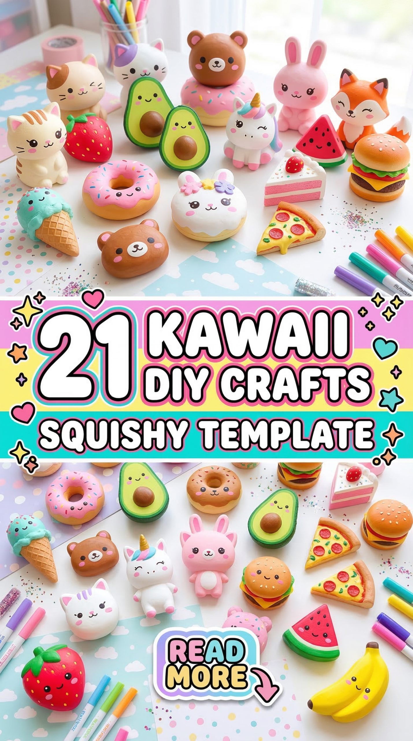 21 Kawaii DIY Crafts Squishy Template