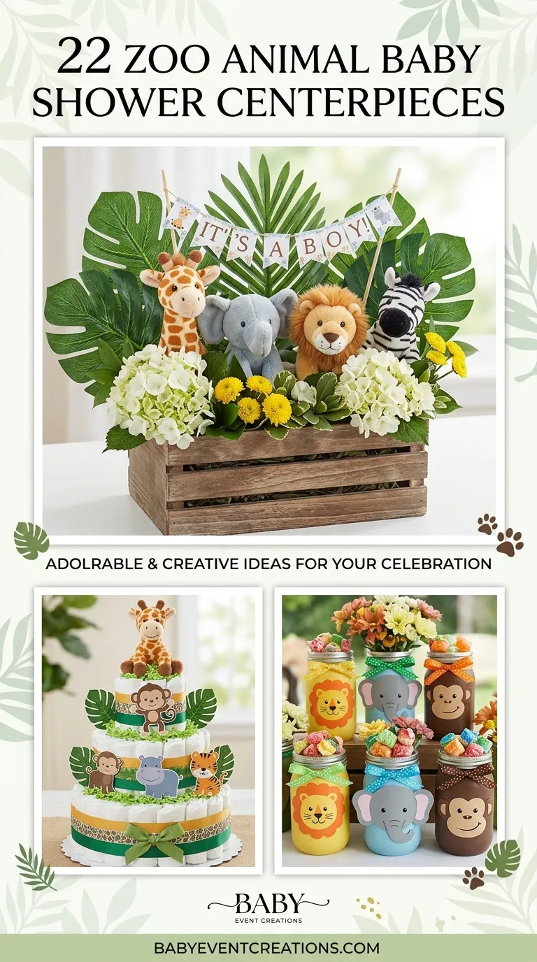 22 Zoo Animal Baby Shower Centerpieces