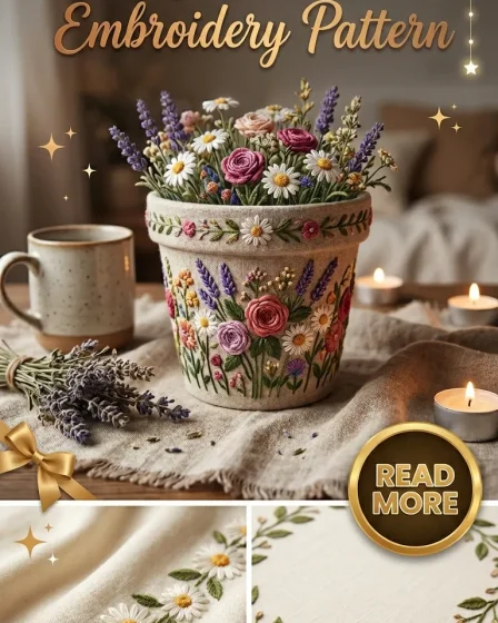 21 Flower Pot Embroidery Design Pattern 21 Flower Pot Embroidery Design Pattern